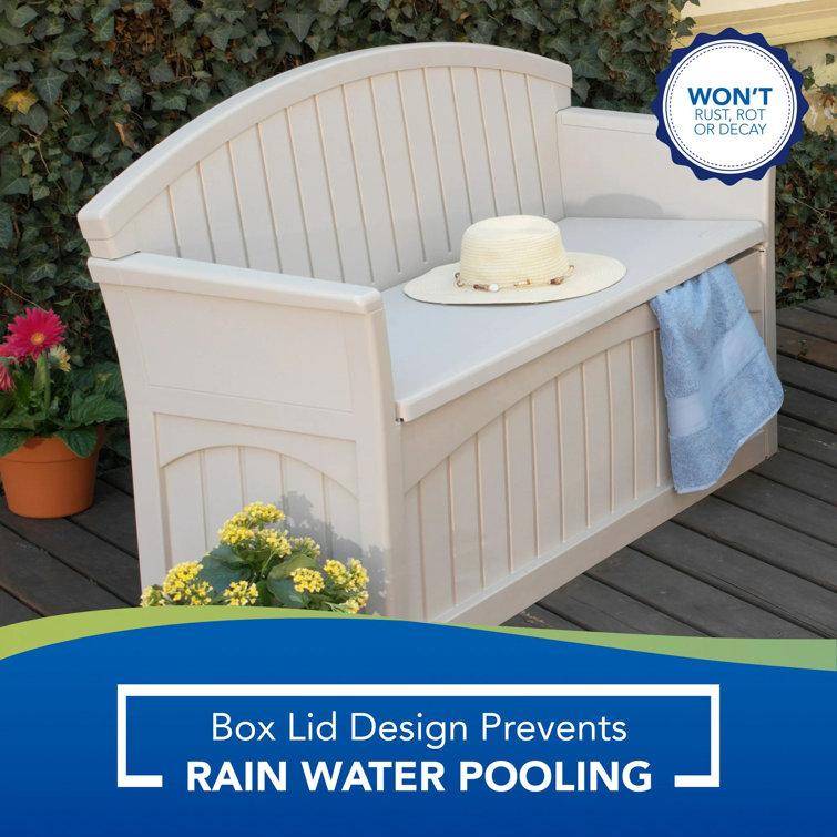 C g Outdoors 50 Gallons Water Resistant Resin Storage Bench in White